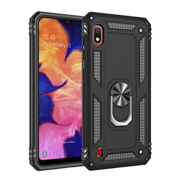 Wholesale Samsung Galaxy A10 Tech Armor Ring Grip Case with Metal Plate (Black)